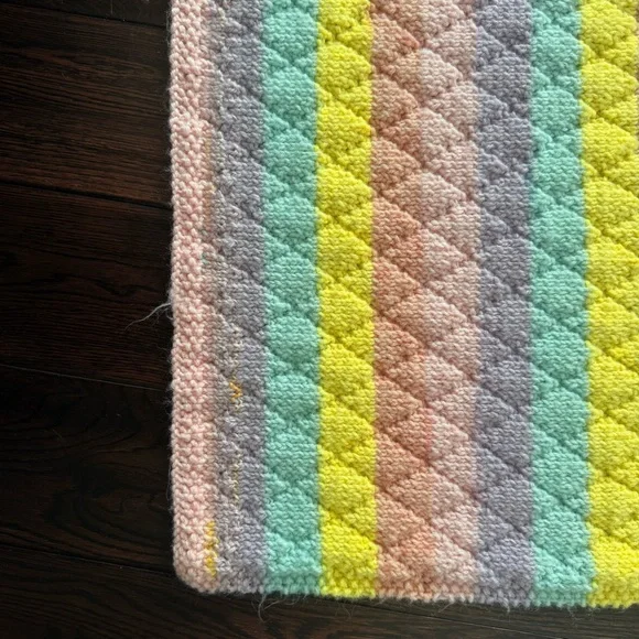 Colorful Striped Handmade Knit Baby Blanket - Picture 6 of 6